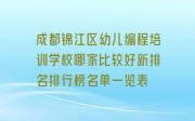 成都锦江区幼儿编程培训学校哪家比较好新排名排行榜名单一览表