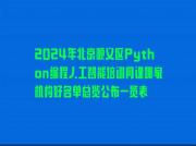 2024年北京顺义区Python编程人工智能培训网课哪家机构好名单总览公布一览表