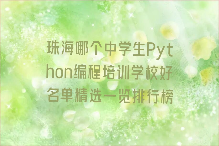 珠海金湾区联港工业区中学生Python编程培训学校