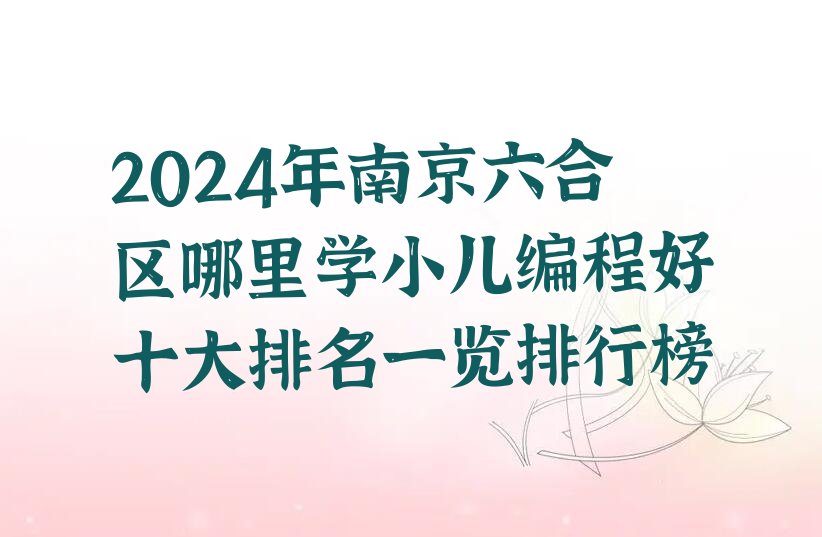 十大2024年南京六合区哪里学小儿编程好十大排名一览排行榜排行榜