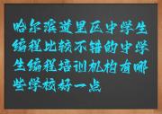 哈尔滨道里区中学生编程比较不错的中学生编程培训机构有哪些学校好一点