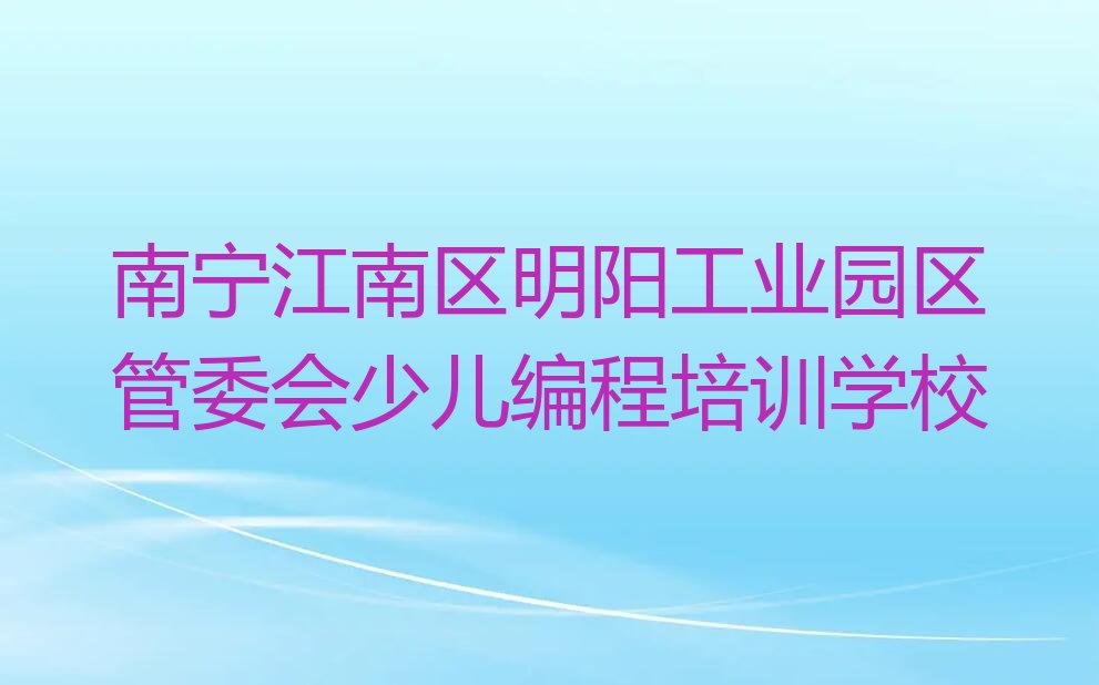 南宁江南区明阳工业园区管委会少儿编程培训学校